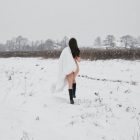 print kobieta zimowy krajobraz
